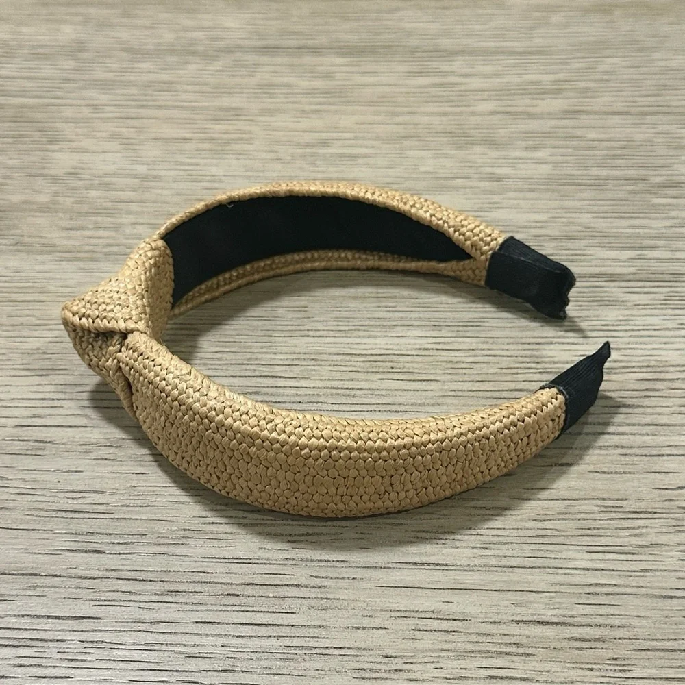 Braided Knot Padded Headband - Natural Straw